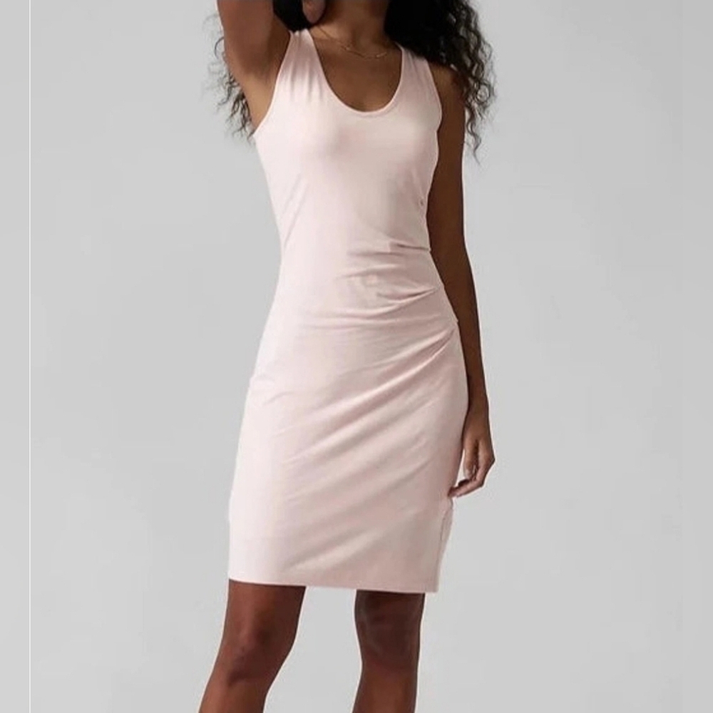 ATHLETA Della Dress Orchid Pink Scrunch Side Dress Size Medium